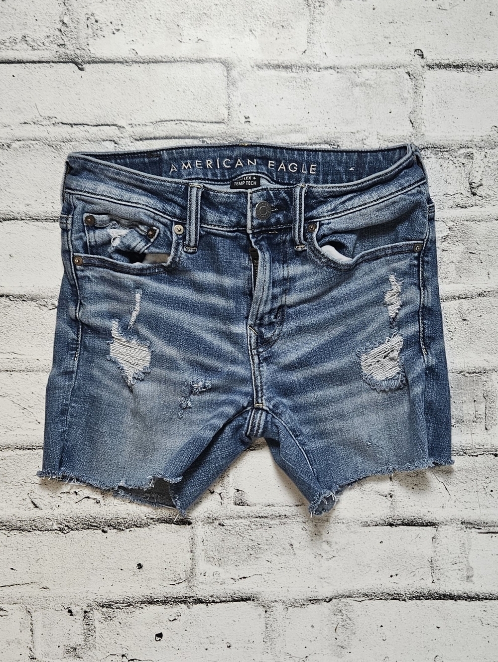 American Eagle Distressed Denim Cutoff Shorts Size 29 AirFlex Blue